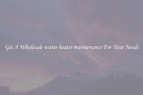 Get A Wholesale water heater maintenance For Your Needs